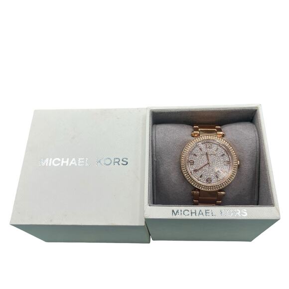 Michael Kors Ladies Watch Rose Gold Rhinestone Bling Stainless Steel MK6511 - Picture 1 of 7